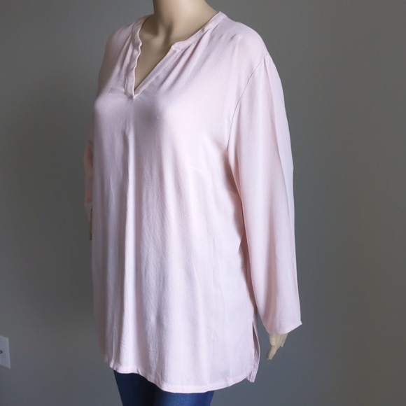 LIZ CLAIBORNE STUDIO PINK V NECK TOP SIZE LARGE - Picture 11 of 15